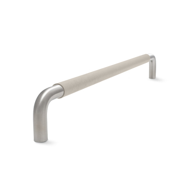 Contour Cabinetry Handle | Satin Stainless Steel with Classic Grey Leather Wrap | from