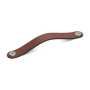 02 Rounded Leather Handle 200mm - Stainless Steel Fixing