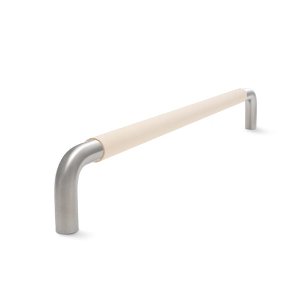 Contour Door Handle | Satin Stainless Steel with Natural Leather Wrap | from