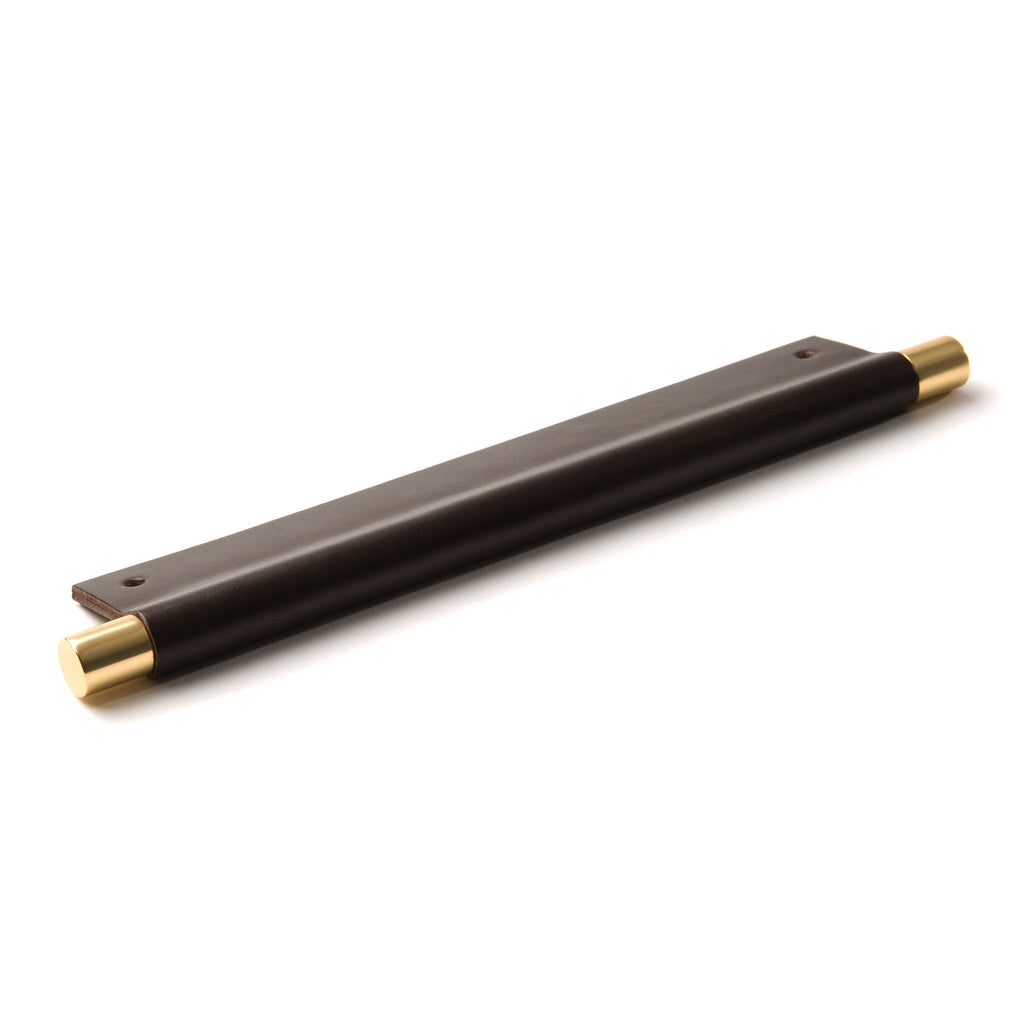 Leather Recessed Pulls | Chocolate | Matching Edge | Exposed Brass Core | from