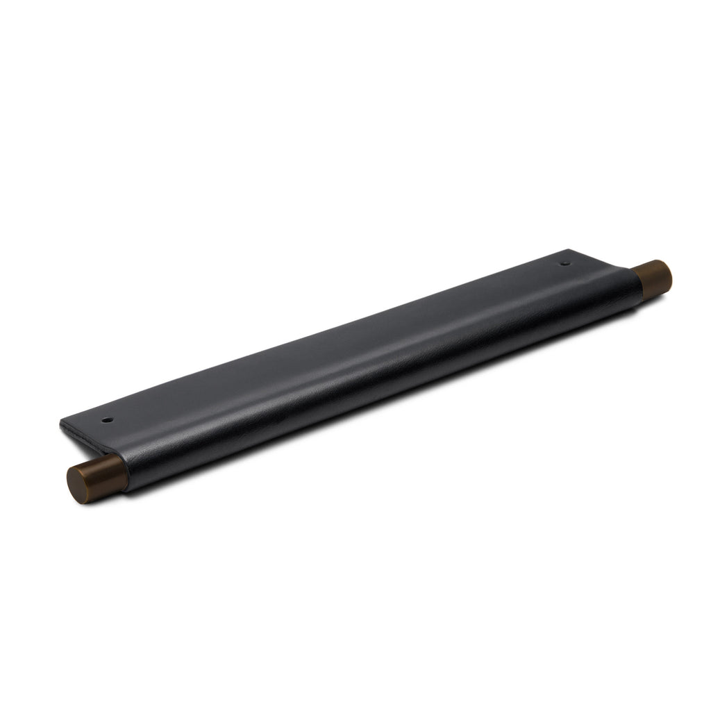 Leather Recessed Pulls | Black | Matching Edge | Exposed Aged Brass Core | from