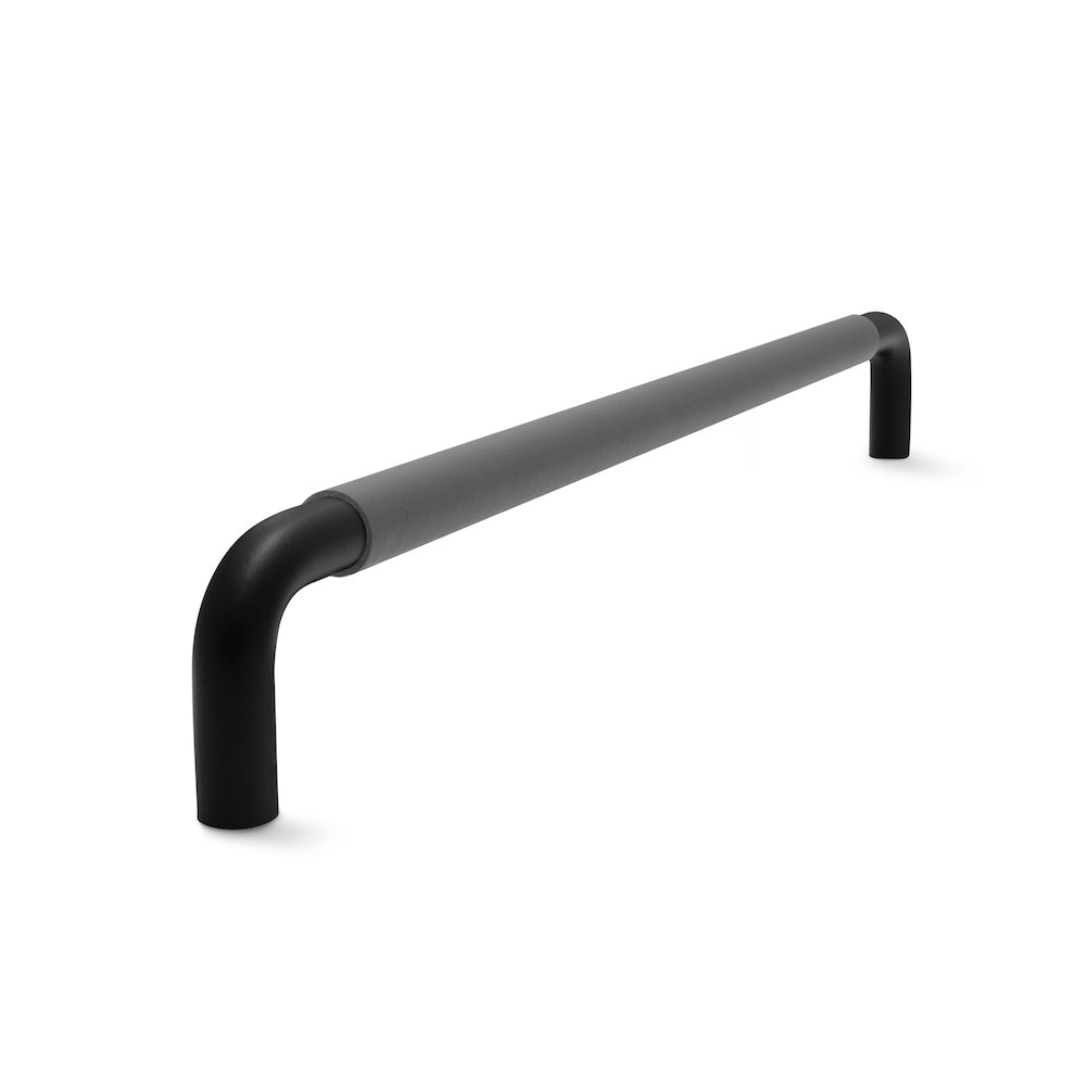 Contour Cabinetry Handle | Black Matt with Slate Leather Wrap | from
