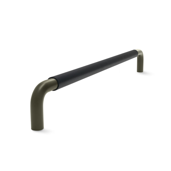 Contour Door Handle | Olive with Black Leather Wrap | from