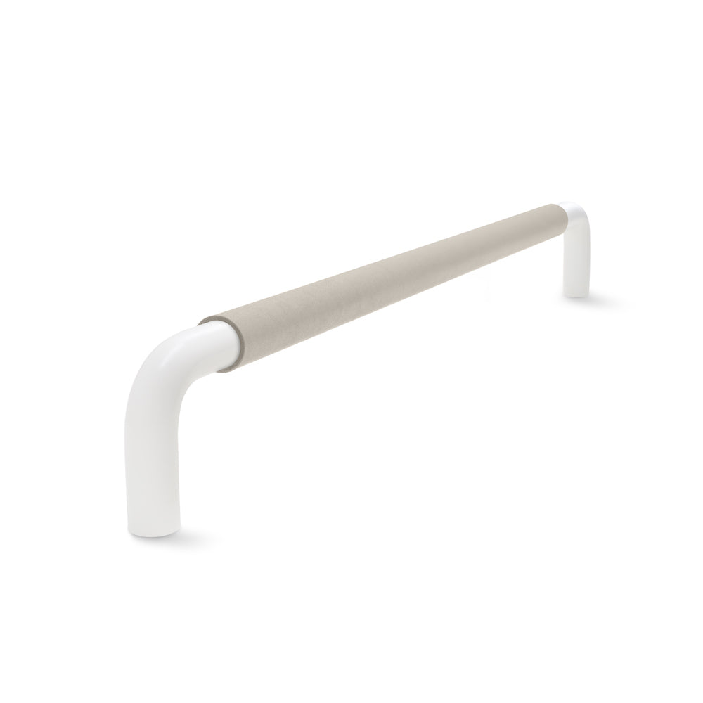 Contour Door Handle | White Satin with Classic Grey Leather Wrap | from