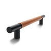 Timber Bar Door Handle | 600mm | Black with Saddle Tan Leather Wrap | Back to Back Pair