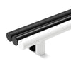 Metal Bar Door Handle | 600mm | White Satin | Back to Back Pair | No Leather Wrap