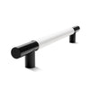 Metal Bar Door Handle | 600mm | Black Satin with White Leather Wrap | Back to Back Pair