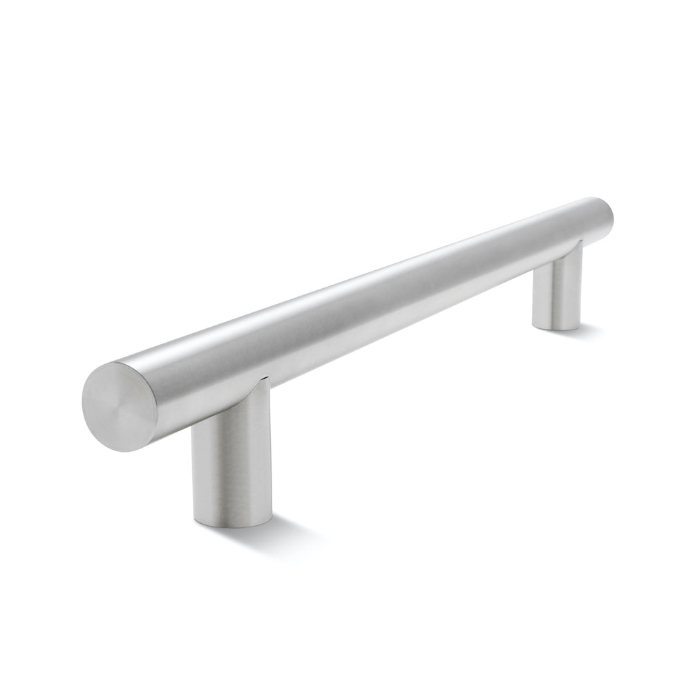 Metal Bar Door Handle | 600mm | Satin Stainless | Back to Back Pair | No Leather Wrap