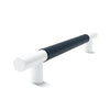 Metal Bar Door Handle | 600mm | White Satin with Oxford Navy Leather Wrap | Single
