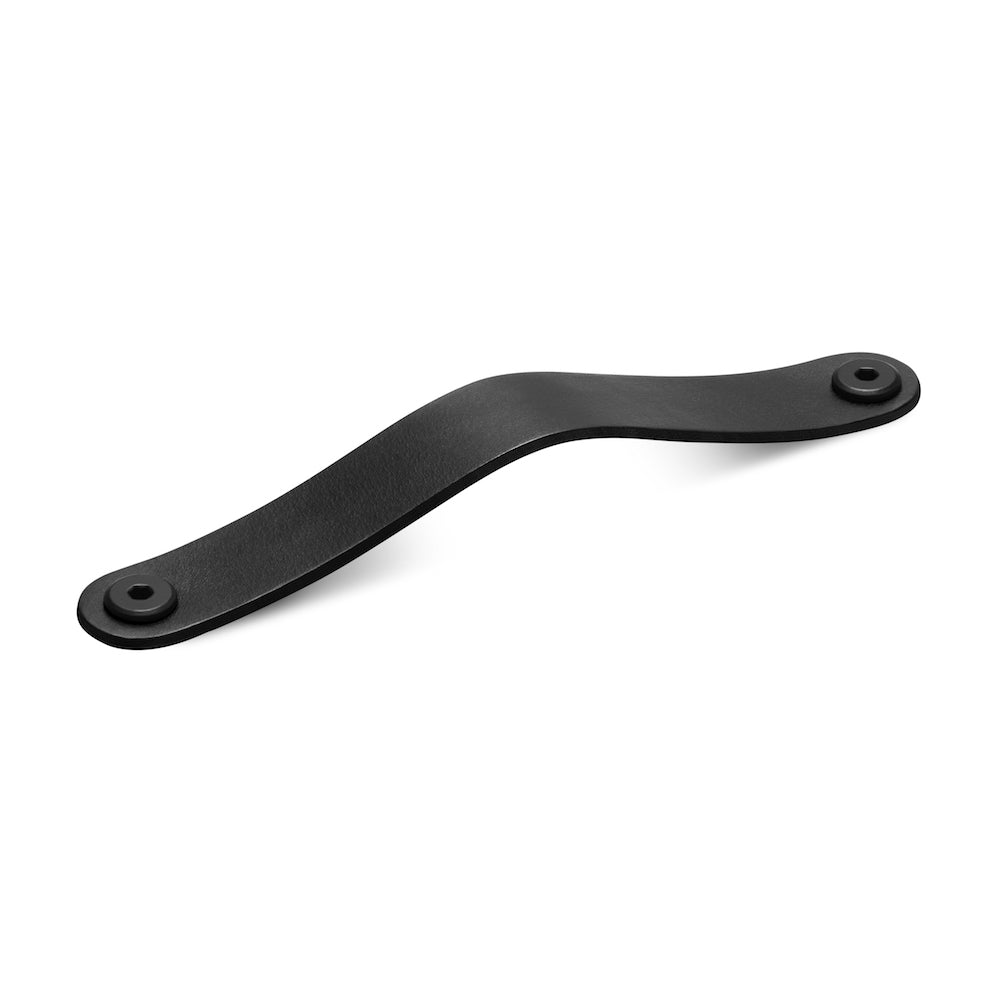 Leather Flat Rounded Handle | Black (Fixings Included)