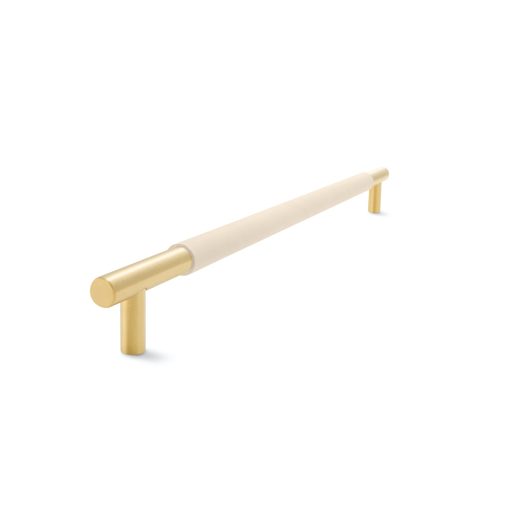 Slimline Cabinetry Handle | Brass Satin with Natural Leather Wrap | from