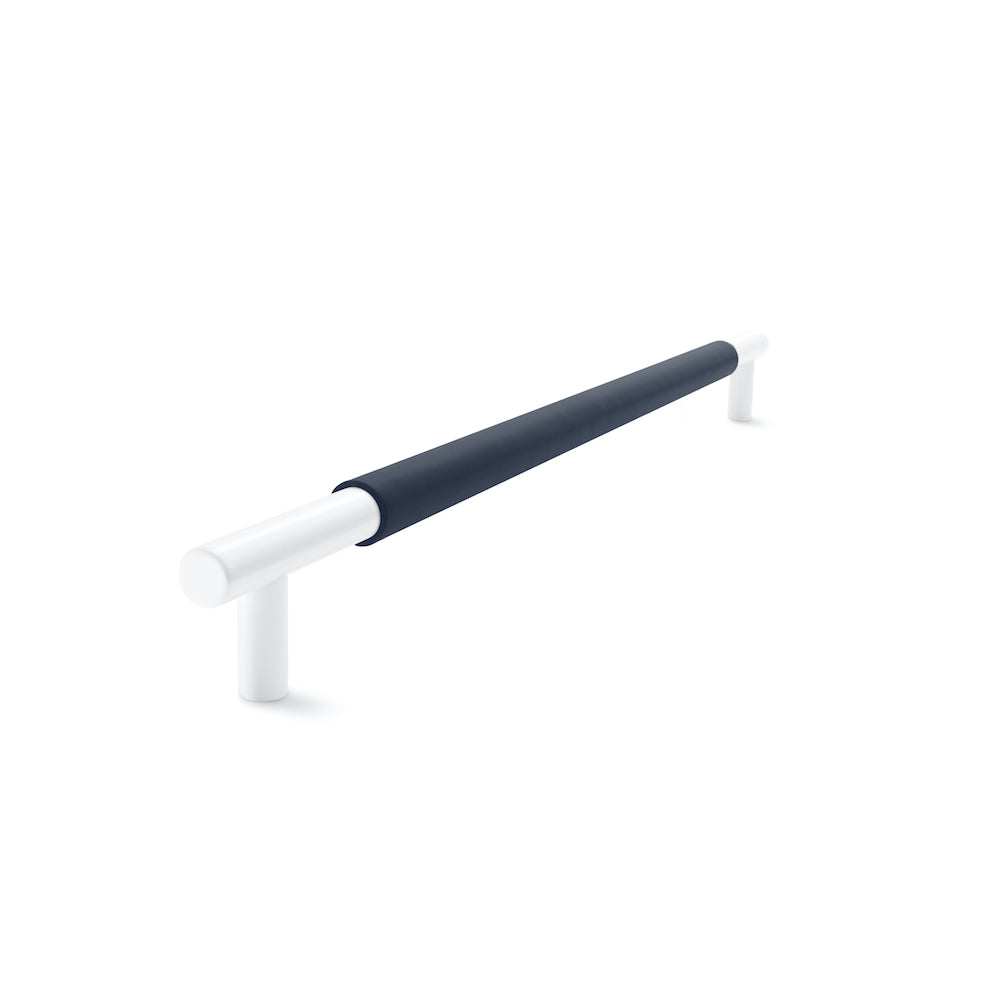 Slimline Cabinetry Handle | White Satin with Oxford Navy Leather Wrap | from