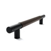 Timber Bar Door Handle | 600mm | Black with Chocolate Leather Wrap | Single