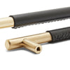 Slimline Cabinetry Handle | Brass Polished with Black Leather Wrap | from