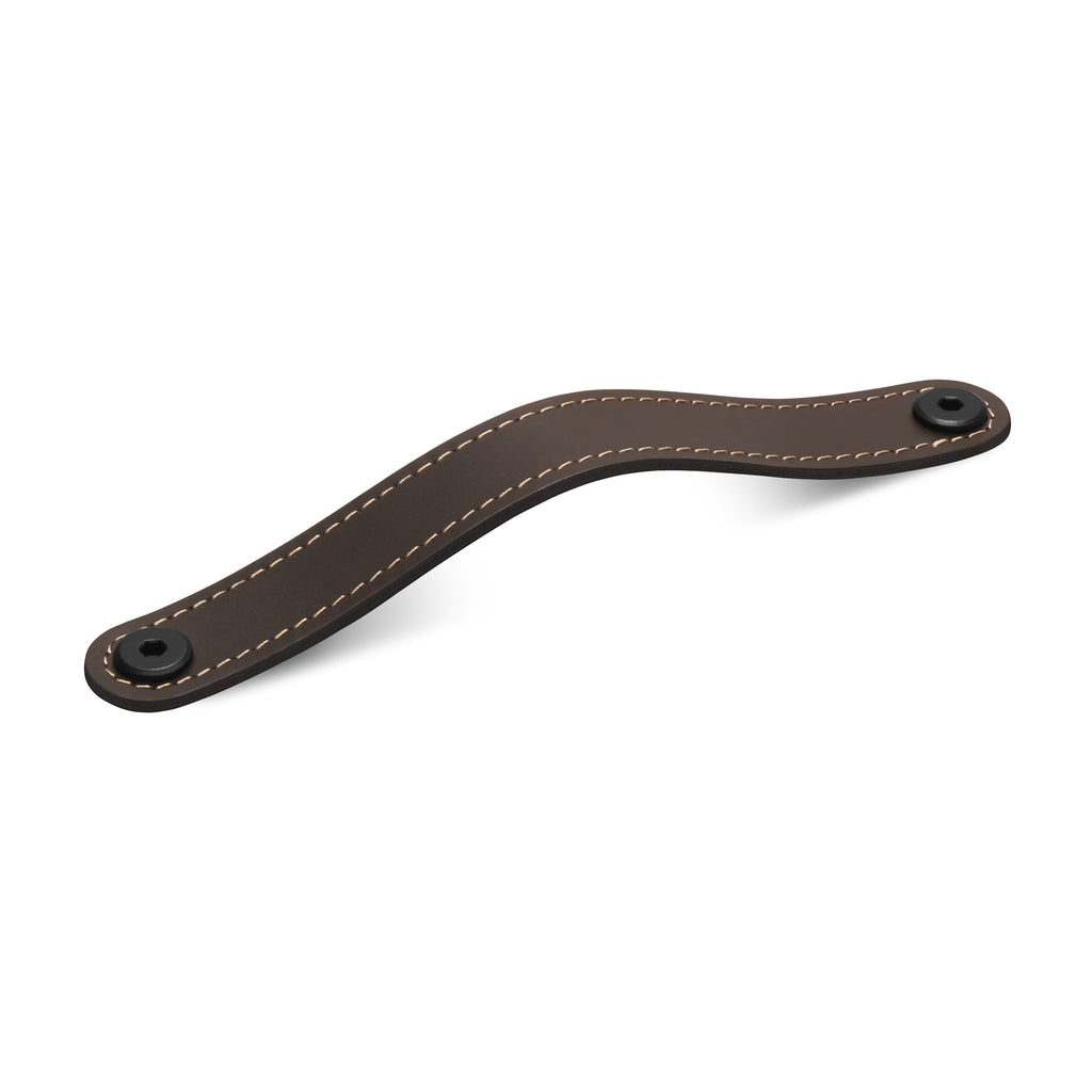 Leather Flat Rounded Handle | Contrast Stitch | Chocolate (Fixings Included)