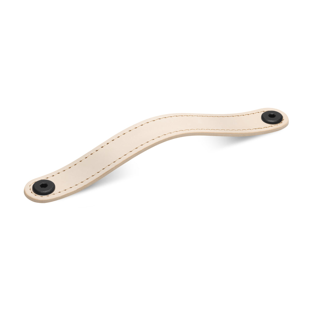 Leather Flat Rounded Handle | Matching Stitch | Natural (Fixings Included)
