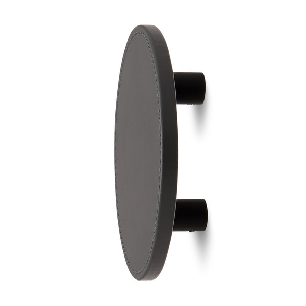 Leather Round Stacked Entry Handle | Single | Slate