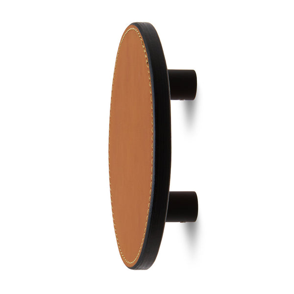 Leather Round Stacked Entry Handle | Single | Saddle Tan