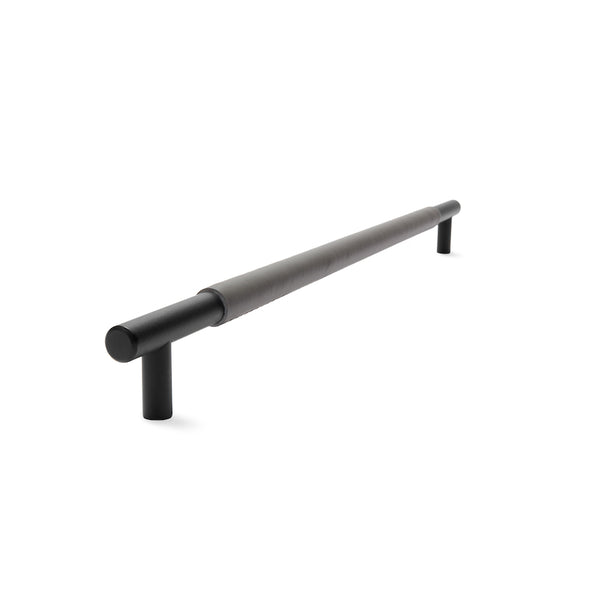 Slimline Cabinetry Handle | Black Matt with Slate Leather Wrap | from